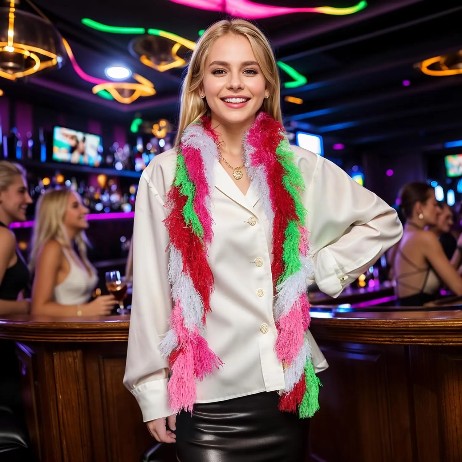 10 pcs Feather Boas 5ft Artificial Fluffy Boas Colorful Feather Boas Set for Women Costume Halloween Wedding Christmas