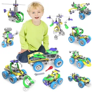 107Pcs Motorized Erector Sets for Kids Ages 4 5 6 7 8 ,STEM Building Toys for Boys Girls 3-5 4-8 5-7 6-8 Year Old,Engineering Kit,Electric Motor,Creative Educational Gift Learning Activities