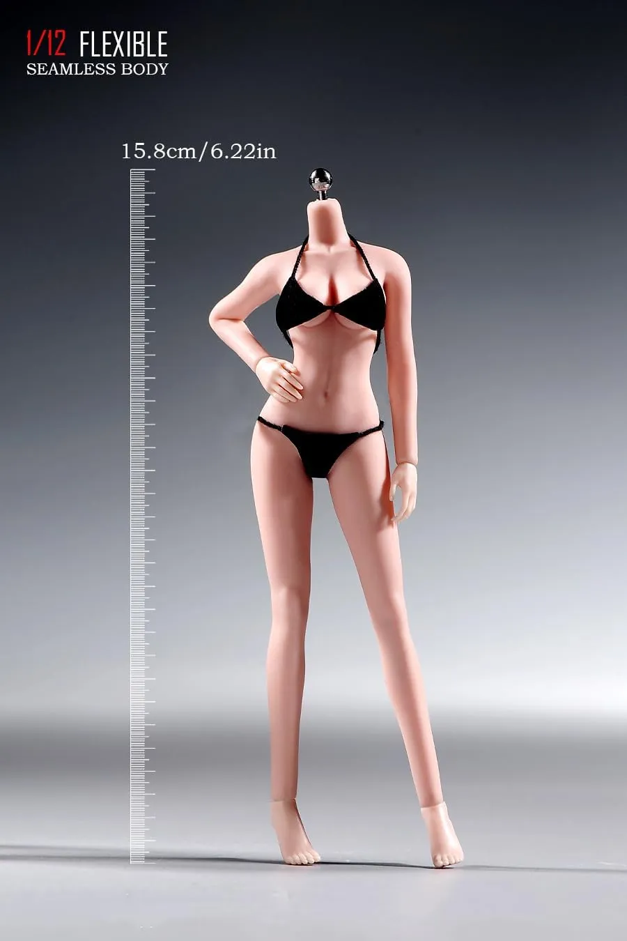 1/12 Scale Female Body,6inch Super Flexible Seamless Female Action Figure Body with Detachable Feet Tall and Slender Miniature Figure No Head Sculpt (Pale Skin)