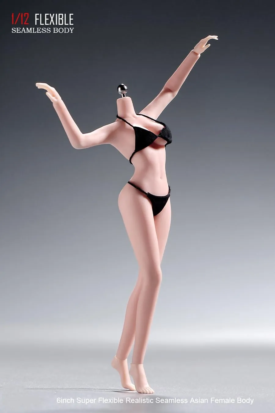 1/12 Scale Female Body,6inch Super Flexible Seamless Female Action Figure Body with Detachable Feet Tall and Slender Miniature Figure No Head Sculpt (Pale Skin)