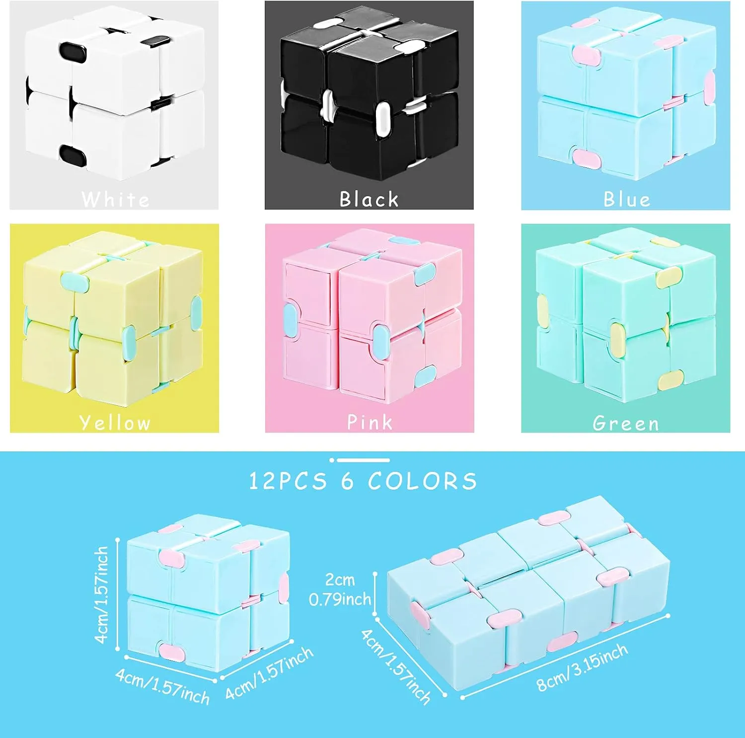 12 Pieces Mini Cube Blocks Desk Toy Magic Sensory Tool Blocks Puzzle Flip Cube for Teens Adults Birthday Favors