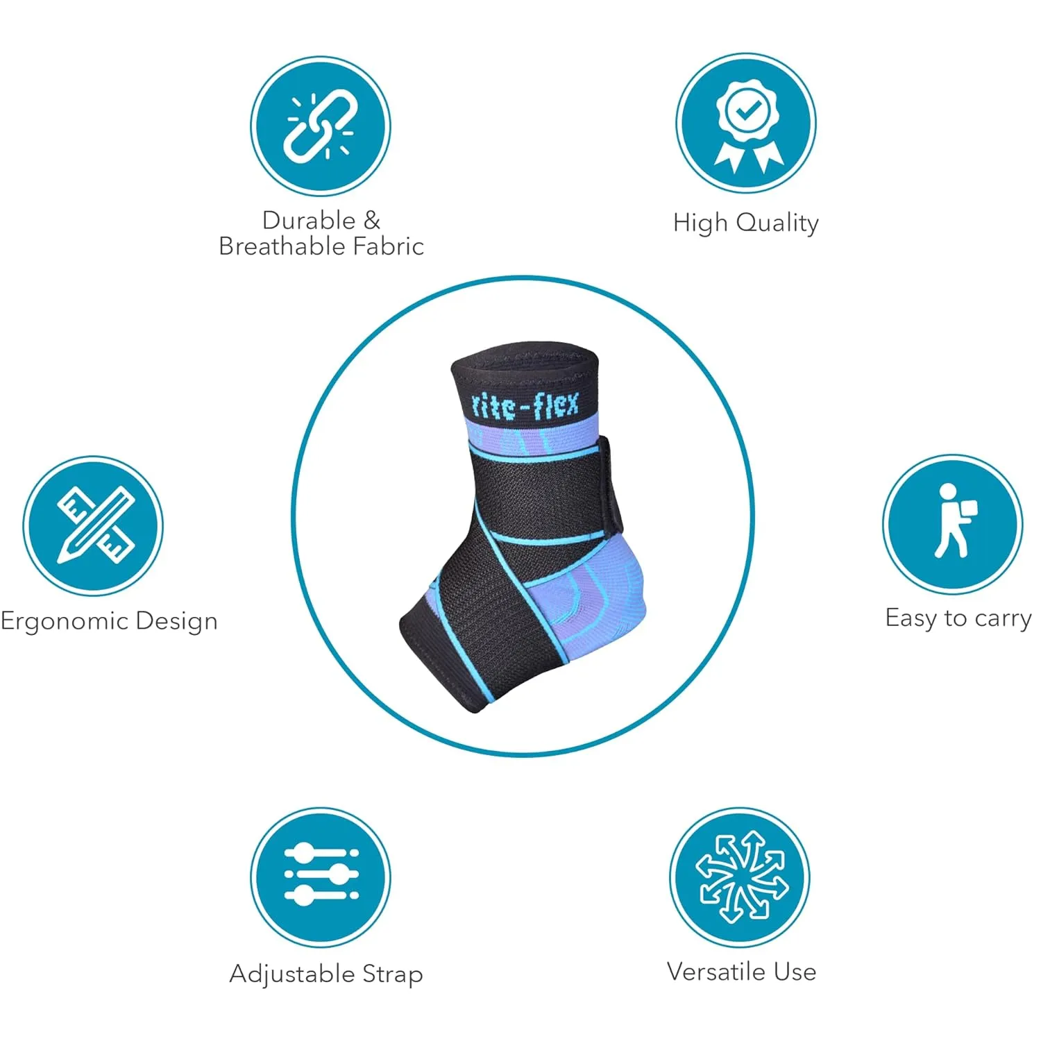 3-in-1 Ankle Compression Sleeve with Silicone Heel Pad - Ankle Brace for Sprains, Foot Fatigue, Post Surgery, Plantar Fasciitis Relief & Support (2, Small)