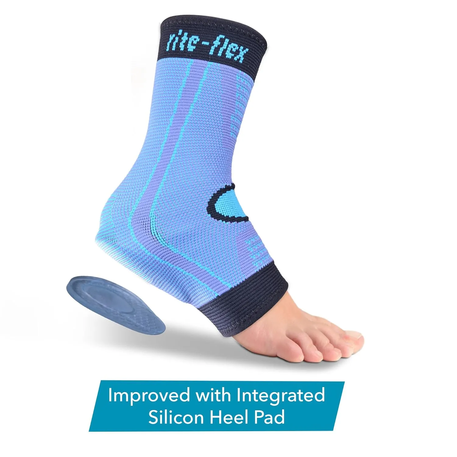 3-in-1 Ankle Compression Sleeve with Silicone Heel Pad - Ankle Brace for Sprains, Foot Fatigue, Post Surgery, Plantar Fasciitis Relief & Support (2, Small)