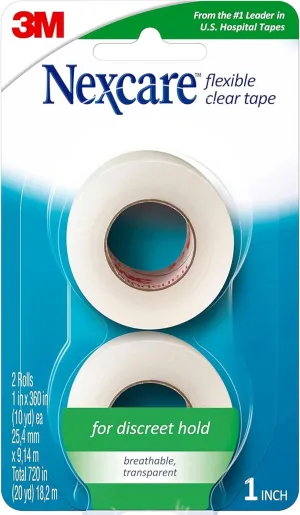 3M Nexcare Flex Clear First Aid Tape 1-Inch X 10-Yard, 2 Rolls Per Pack (4 Packs)