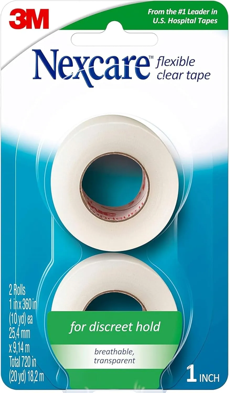 3M Nexcare Flex Clear First Aid Tape 1-Inch X 10-Yard, 2 Rolls Per Pack (4 Packs)