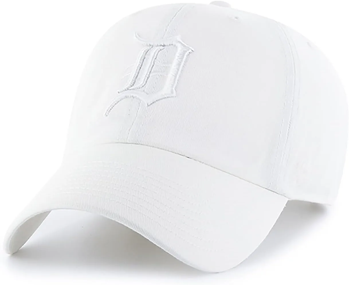 47 Brand MLB White White Primary Logo Clean Up Adjustable Baseball Cap Hat, Adult One Size Fits All