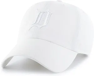 47 Brand MLB White White Primary Logo Clean Up Adjustable Baseball Cap Hat, Adult One Size Fits All