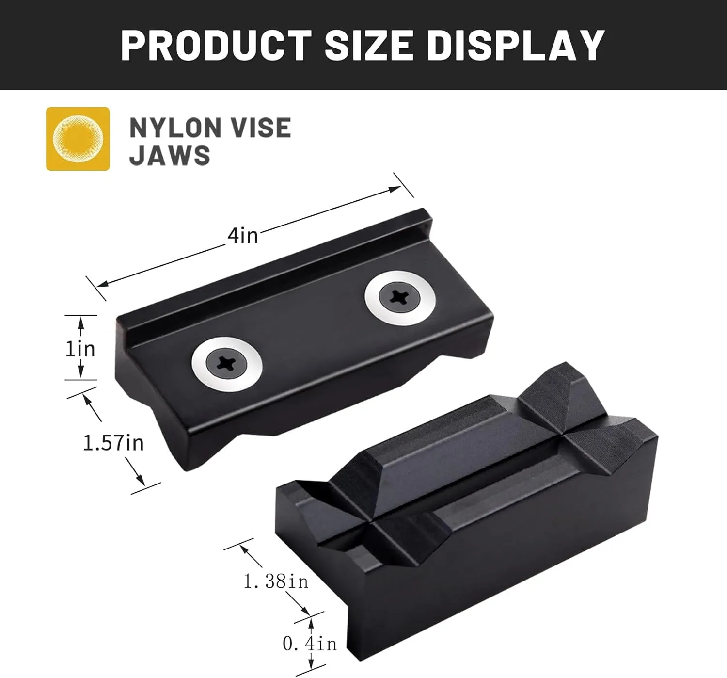 4" Nylon Vise Jaw Pad, Magnetic reversible pad, Soft Vice Jaws Cover, suitable for professional multi-purpose vice mouth protection plug-in of any metal desktop vice, black