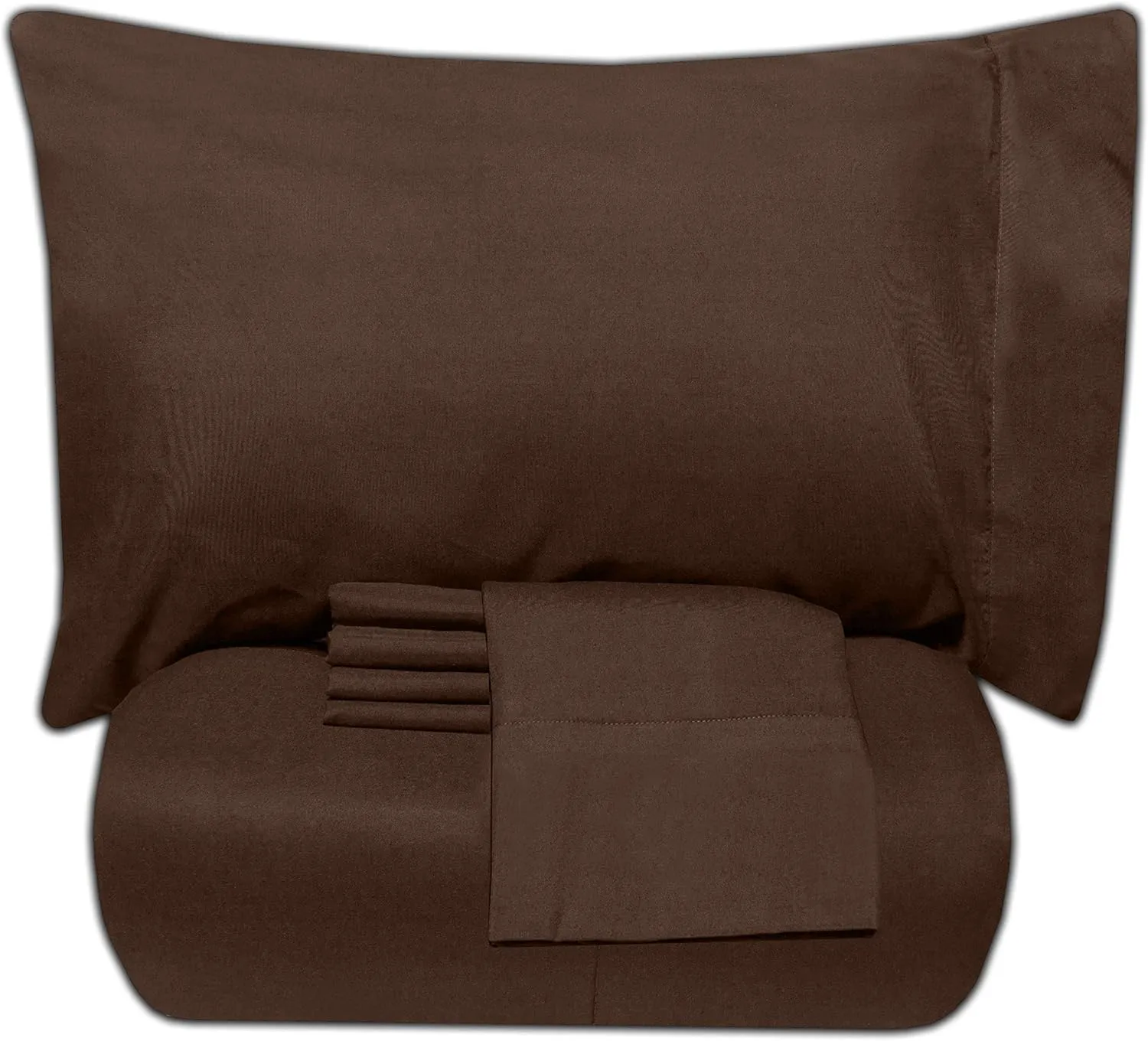 5 Piece King Comforter Set All Season Soft Down Alternative Blanket & Luxurious Cotton Fits Mattress Up to 18" Deep Pocket Bed 4 Piece Sheet Set Brown Chocolate