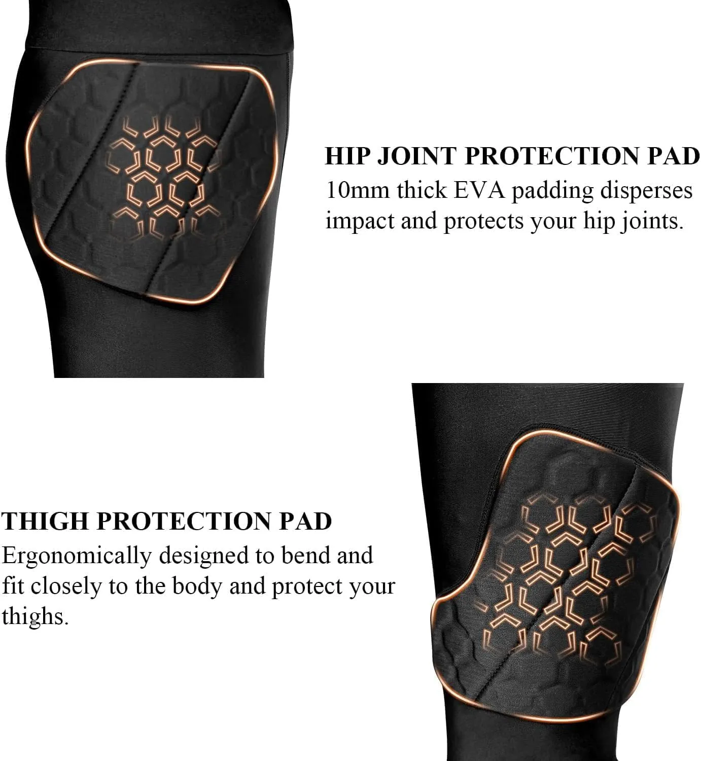 7 Pad Girdle Football Youth Football Girdle Youth Boys with Knee Integrated Hip Tailbone Thigh Pads- Basketball Padded Compression Shorts for Basketball Baseball Rugby Soccer