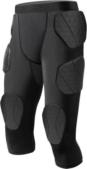 7 Pad Girdle Football Youth Football Girdle Youth Boys with Knee Integrated Hip Tailbone Thigh Pads- Basketball Padded Compression Shorts for Basketball Baseball Rugby Soccer