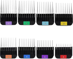 8 Pieces Professional Animal Stainless Steel Attachment Guide Guard Combs for A5 Style Detachable Blade Pet Groomers, Compatible with Wahl KM Series Andis AG BG Oster Classic 76 A5 A6 Animal Clippers