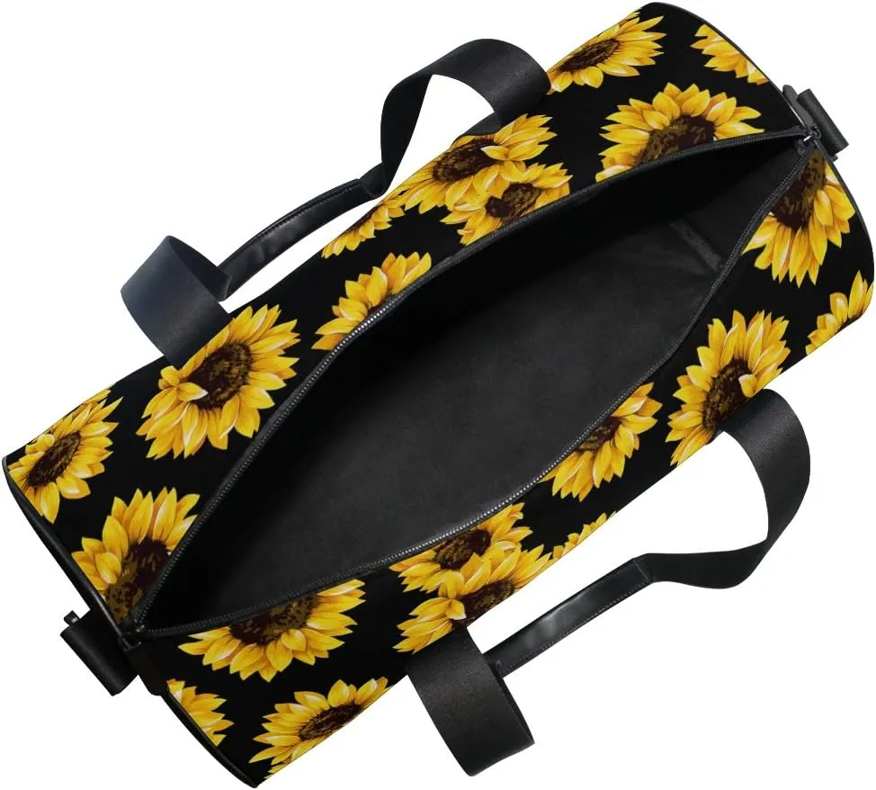 ALAZA Stylish Yellow Sunflower Sports Gym Duffel Bag Travel Luggage Handbag for Men Women