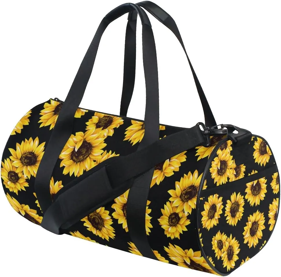 ALAZA Stylish Yellow Sunflower Sports Gym Duffel Bag Travel Luggage Handbag for Men Women
