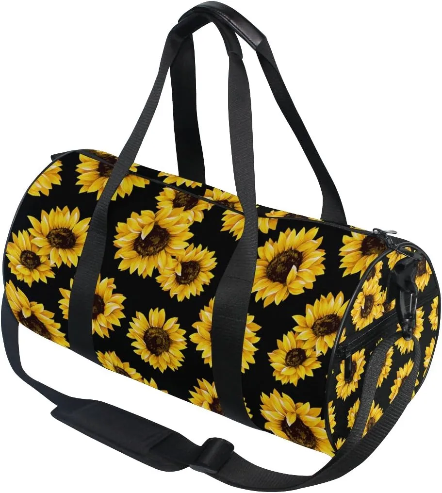 ALAZA Stylish Yellow Sunflower Sports Gym Duffel Bag Travel Luggage Handbag for Men Women