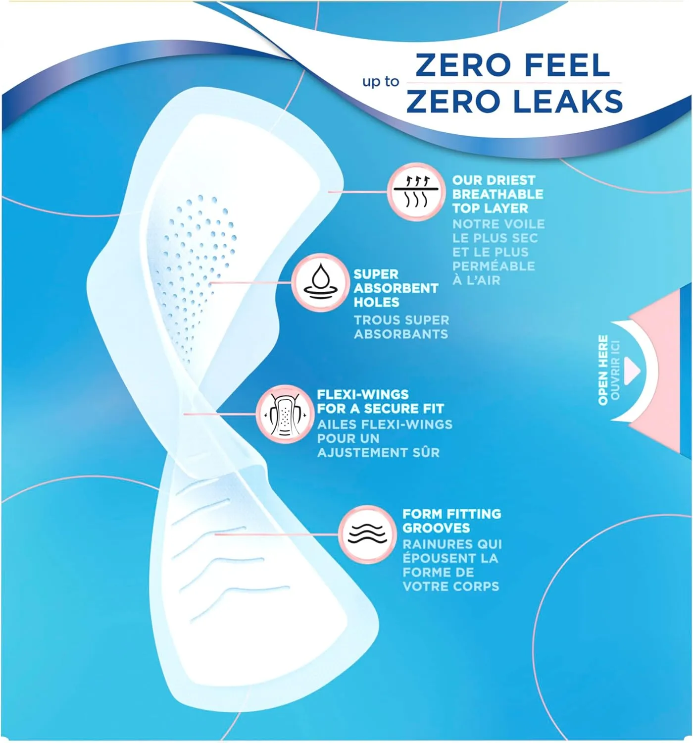 Always Infinity Feminine Pads for Women, Size 1 Regular, with Wings, unscented, 50 ct