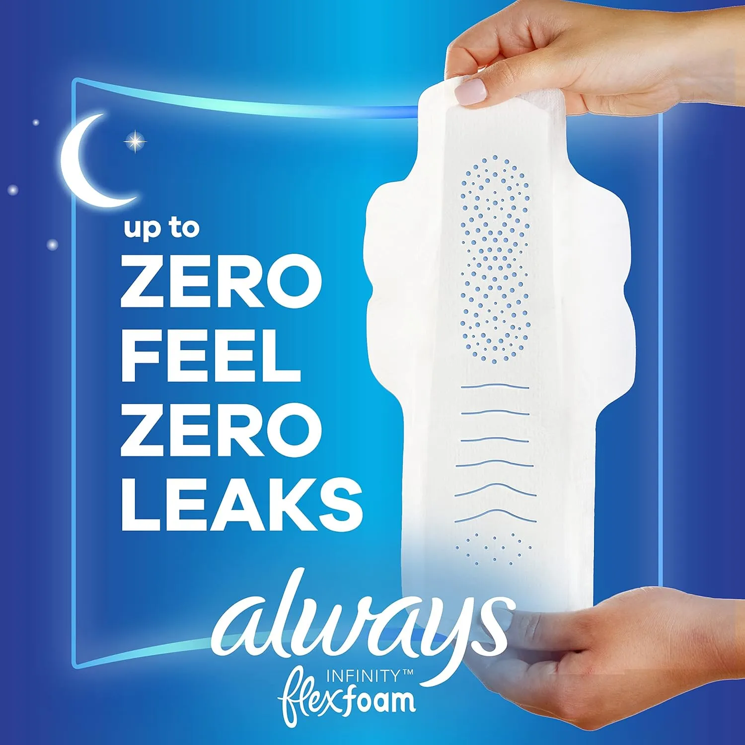 Always Infinity Feminine Pads for Women, Size 4 Overnight, with wings, unscented, 38 Count