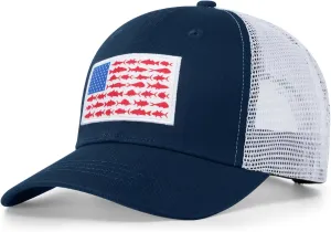 American Fish Flag Trucker Hats - Fishing Gifts for Men - Outdoor Snapback Fishing Hats Perfect for Camping and Daily Use