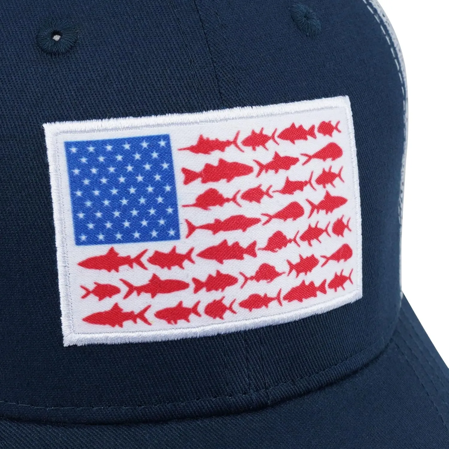 American Fish Flag Trucker Hats - Fishing Gifts for Men - Outdoor Snapback Fishing Hats Perfect for Camping and Daily Use