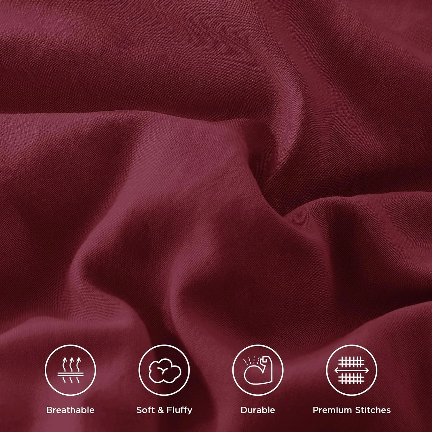 Andency Burgundy Comforter Set Queen Size, Lightweight Fluffy Farmhouse Ruffle Bedding Set, Soft Microfiber All Season Shabby Chic Bed Comforter Set 3 Pieces(1 Comforter 2 Pillowcases)