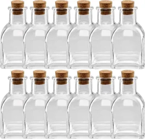Ashland 4” Glass Mini Bottle with Cork Decorative Jar for Weddings, Parties, Home Décor, Arts & Crafts - Bulk 12 Pack