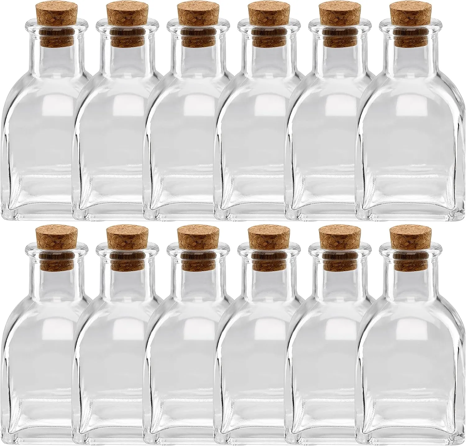 Ashland 4” Glass Mini Bottle with Cork Decorative Jar for Weddings, Parties, Home Décor, Arts & Crafts - Bulk 12 Pack