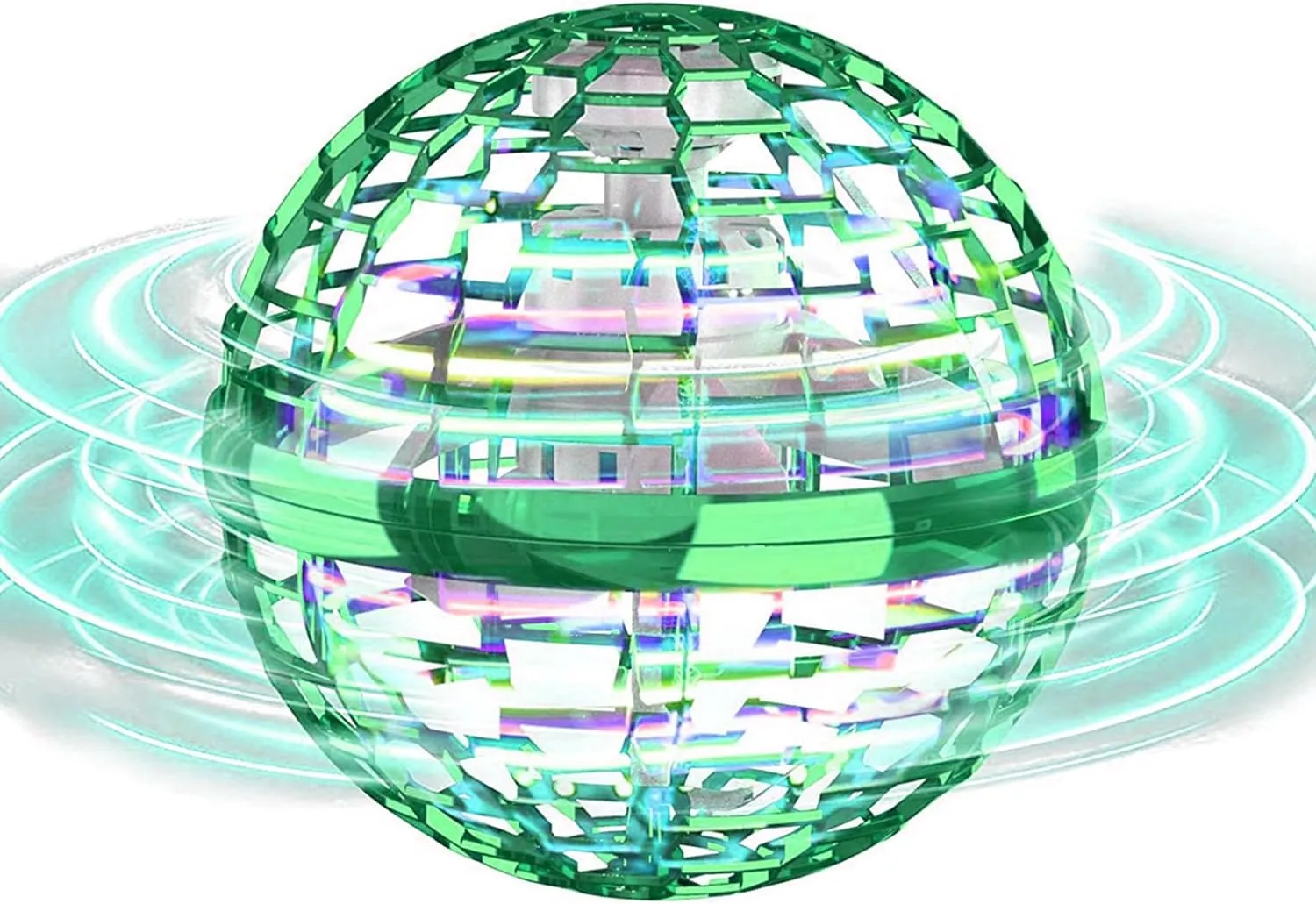 ATHLERIA Green Magic Flying Orb Ball with Lights,Cool Stuff Gadgets Christmas Birthday Gift Ideas for Boy Girl Teen 6 7 8 9 10  Year,Indoor Outside Hover Boomerang Mini Drones