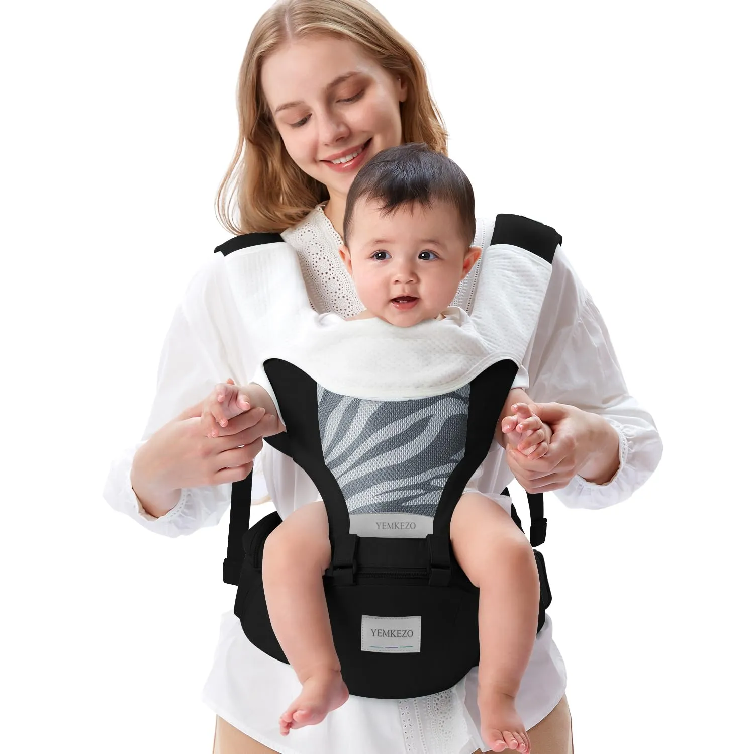 Baby Carrier Newborn to Toddler with Hip Seat, Multifunction Baby Hip Carrier, 4-in-1 Ergonomic Infant Carrier (Ergonomic M Position) Adjustable & Removable Baby Holder Carrier for 0-36 Months (Black)