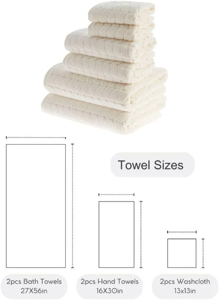 BAGNO MILANO Turkish Cotton Ultra-Soft Plush Absorbent Quick Dry Bathroom Towel Set, Made in Turkey (Gray, 6 pcs Towel Set)