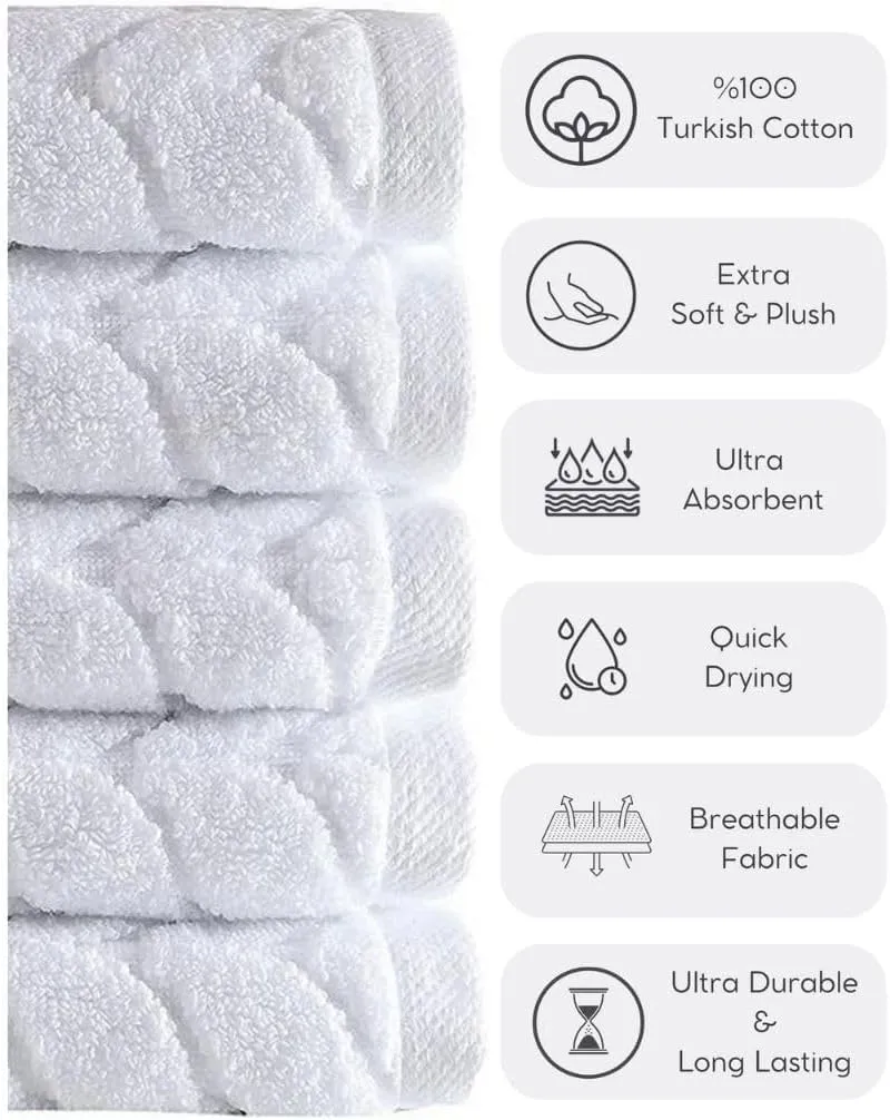 BAGNO MILANO Turkish Cotton Ultra-Soft Plush Absorbent Quick Dry Bathroom Towel Set, Made in Turkey (Gray, 6 pcs Towel Set)