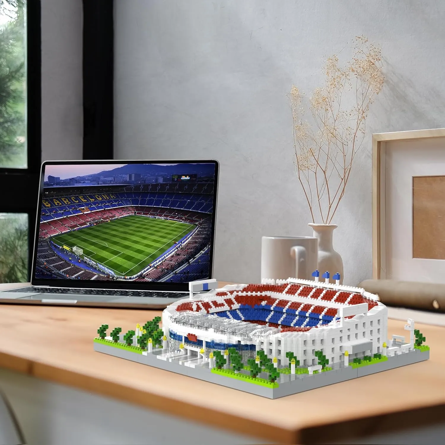 Barcelona Soccer Stadium Micro Blocks Building Sets, Micro Mini Bricks Architecture Building Block Sets for Adults, Football Field Building Blocks Gift for Girls and Boys Aged 14 and Up