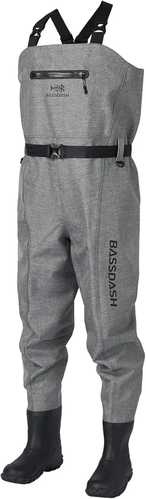 BASSDASH 3D Boot Foot Game Wader Ultra High Strength Black Plaid Nylon PVC Fishing Hunting Chest Waders for Men
