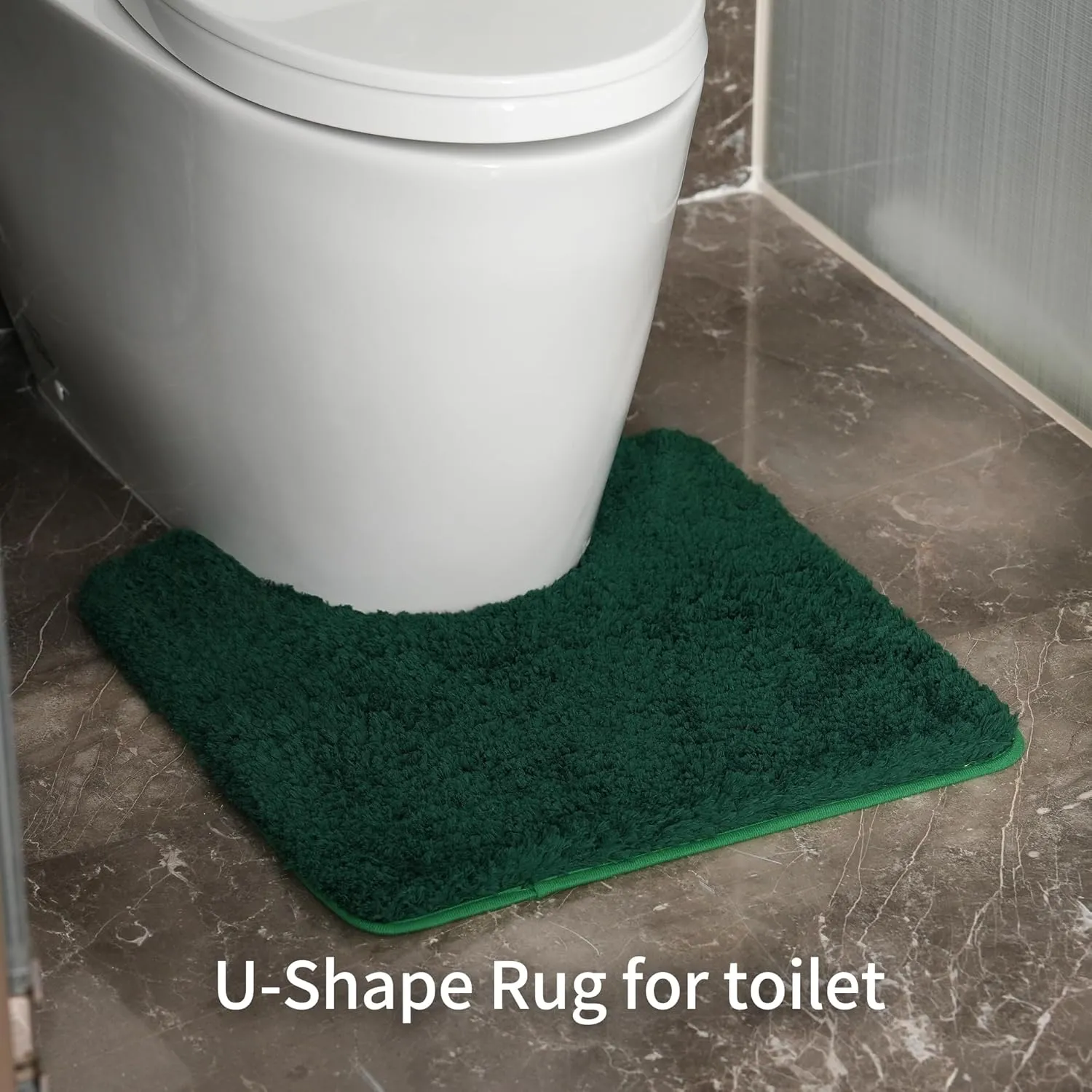 Bathroom Rugs Sets 3 Pieces Microfiber - Upgrade Non-Slip Thermo-Plastic Rubber Bottom- Quick Dry - Machine Wash for Bedroom, Tub, Living Room (Dark Green)