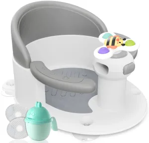 BEBELEH™ Baby Bath Seat for Babies 6 Months & Up - Safe Infant and Toddler Baby Bathtub Seat for Sitting Up - Baby Bath Tub Baby Tub Seat for Shower (Gray)