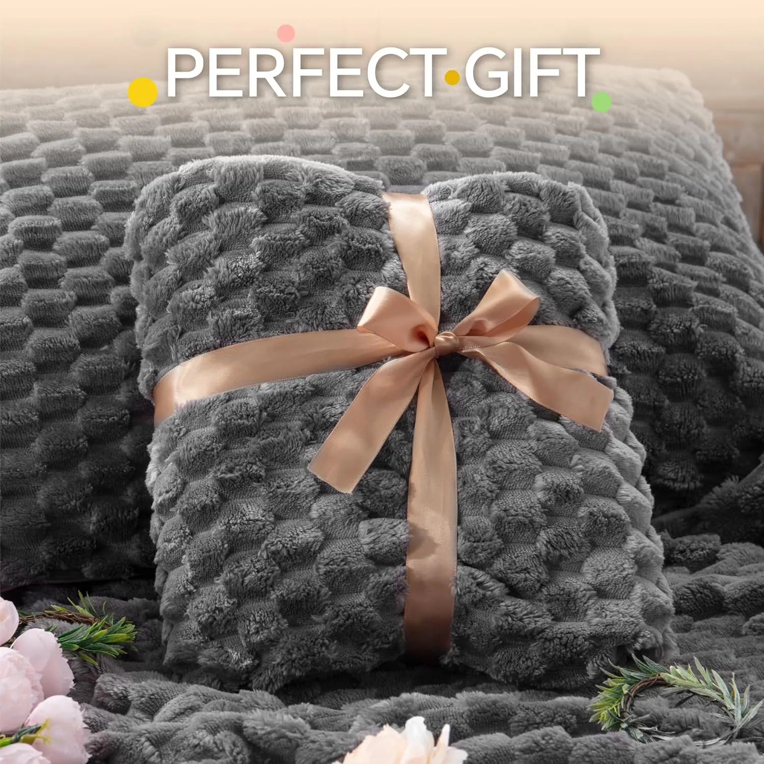 BEDELITE Fluffy Queen Comforter Set - Grey Fleece Soft Comforter for Queen Size Bed, Luxury Warm Bedding Set for Winter, Fuzzy Bed Set 3 Pieces (1 Comforter, 2 Pillowcases)