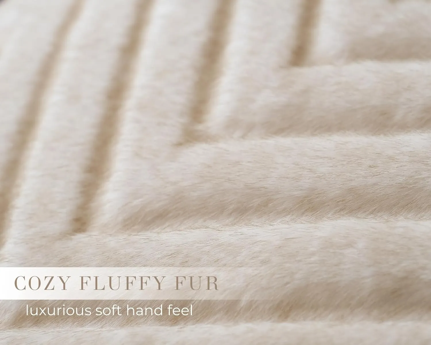 Beige Soft Faux Fur Throw Pillow Cover 18 x 18 inch, Fluffy Warm Chevron Pattern Cushion Cases Home Decor for Sofa Couch Bed Living Room, Pack of 2