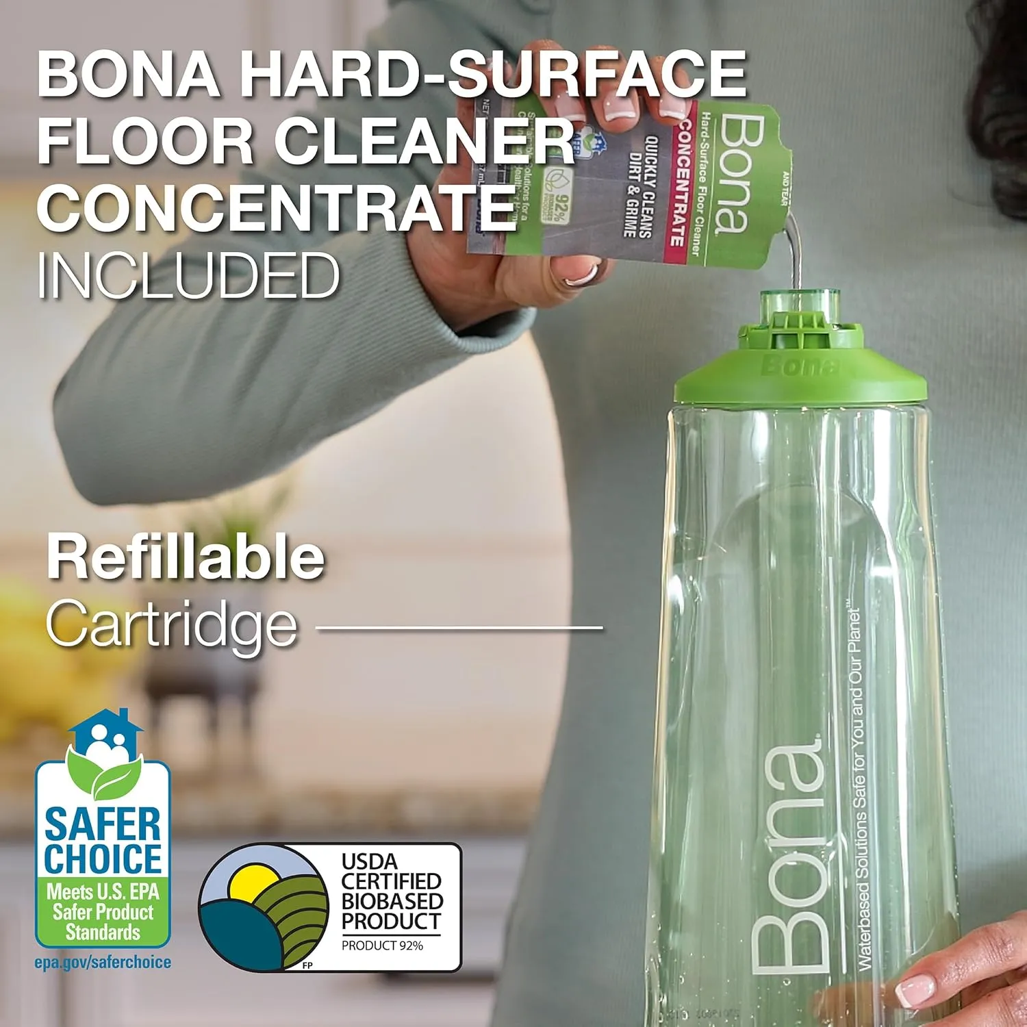Bona Multi-Surface Floor Premium Spray Mop - Includes Multi-Surface Floor Cleaner Concentrate and Machine Washable Microfiber Cleaning Pad - For Stone, Tile, Laminate and Vinyl LVT/LVP Floors