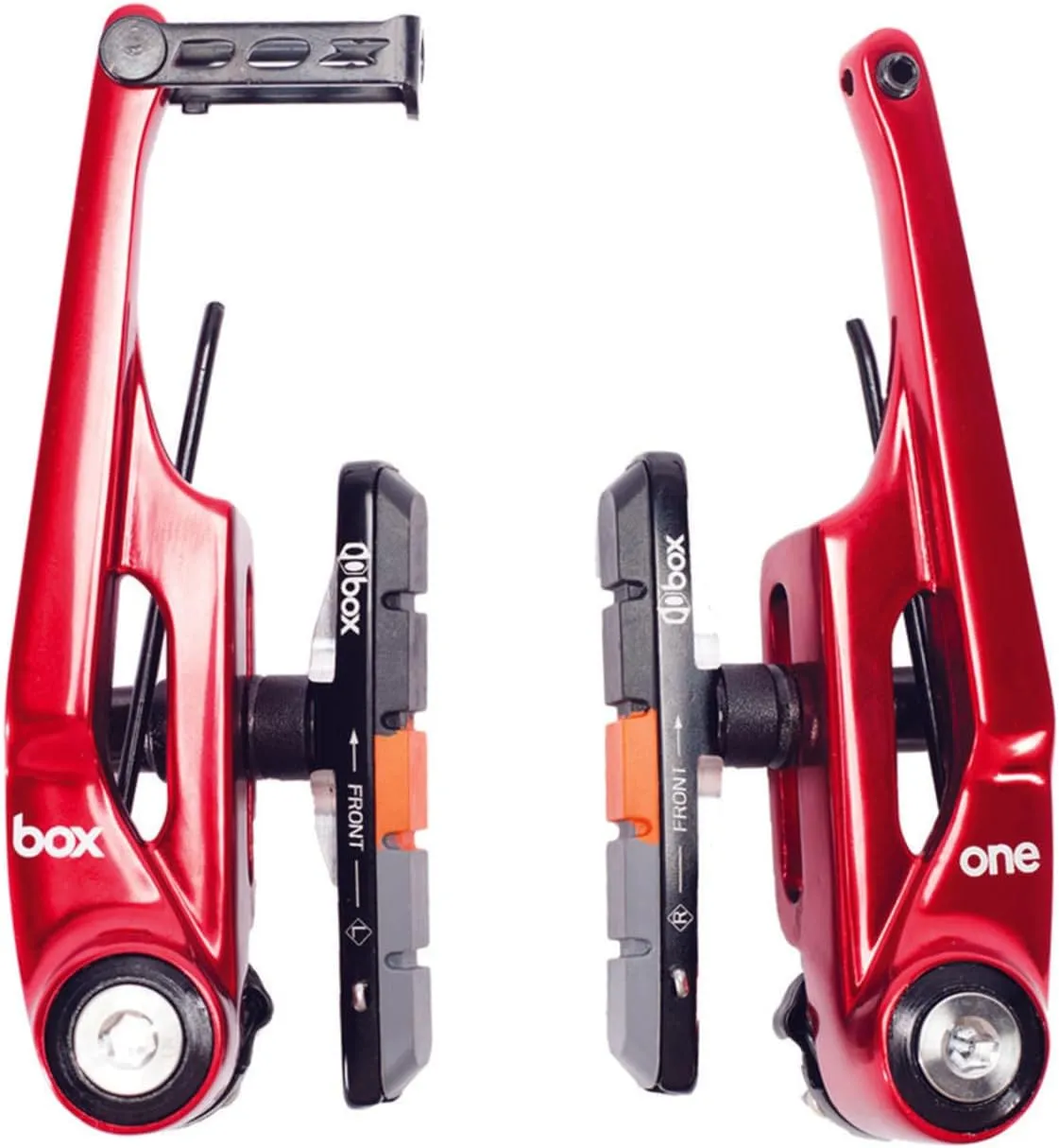 Box One 85 or 108 Millimeters Oversized BMX V-Brakes with Sealed Bearing Pivots, Flexible Cable Noodle, Cold Forged Arms & 2 Millimeters Allen Key Tensions Bolt