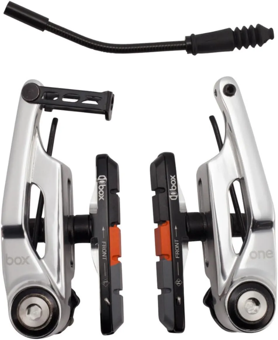 Box One 85 or 108 Millimeters Oversized BMX V-Brakes with Sealed Bearing Pivots, Flexible Cable Noodle, Cold Forged Arms & 2 Millimeters Allen Key Tensions Bolt