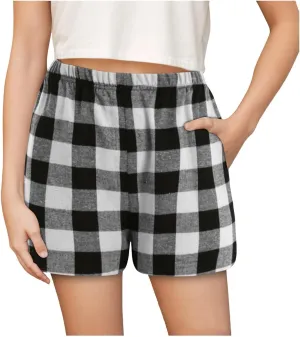 Boys Girls Colorful Plaid Shorts with Pocket Elastic Waist Pull On Shorts Comfort Soft Causal Daily Bottoms