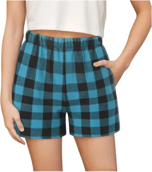 Boys Girls Colorful Plaid Shorts with Pocket Elastic Waist Pull On Shorts Comfort Soft Causal Daily Bottoms