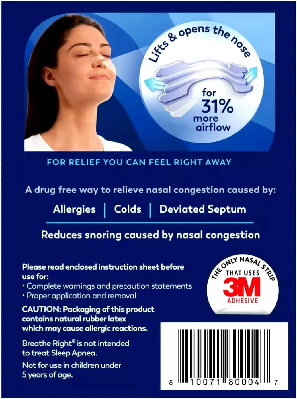 Breathe Right Nasal Strips Clear Small/Medium 30 Count (Pack of 2)