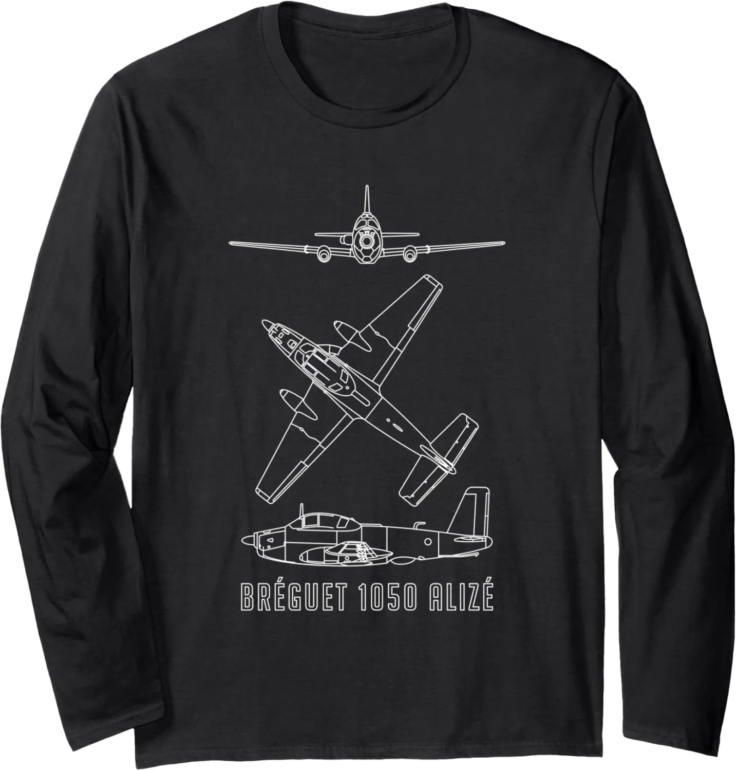 Bréguet 1050 Alizé French ASW Aircraft Blueprints Long Sleeve T-Shirt