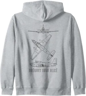 Bréguet 1050 Alizé French ASW Aircraft Blueprints Zip Hoodie