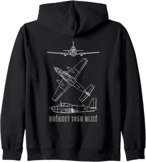 Bréguet 1050 Alizé French ASW Aircraft Blueprints Zip Hoodie