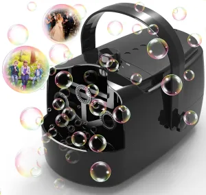 Bubble Machine Durable Automatic Bubble Blower, 18000  Big Bubbles Per Minute Bubbles for Kids Toddlers Bubble Maker Operated by Plugin or Batteries Bubble Toys for Indoor Outdoor Birthday Party