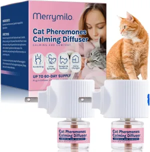 Cat Calming Pheromones Diffuser Refill: 2 Classic Dogs Plug in Diffusers for Relaxation & Comfort - Reduce Stress Barking & Scratching - Indoor 60 Days Supply