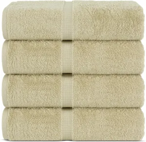 Chakir Turkish Linens 100% Cotton Premium Turkish Towels for Bathroom | 30'' x 60'' Large Bath Towels (4 Piece, Beige)