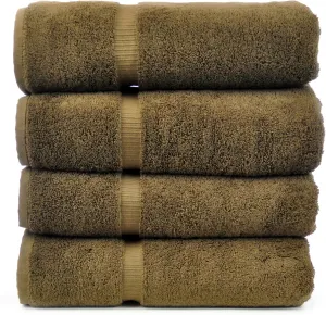 Chakir Turkish Linens Premium Cotton Absorbent Turkish Towels (Bath Towel - Set of 4, Cocoa)