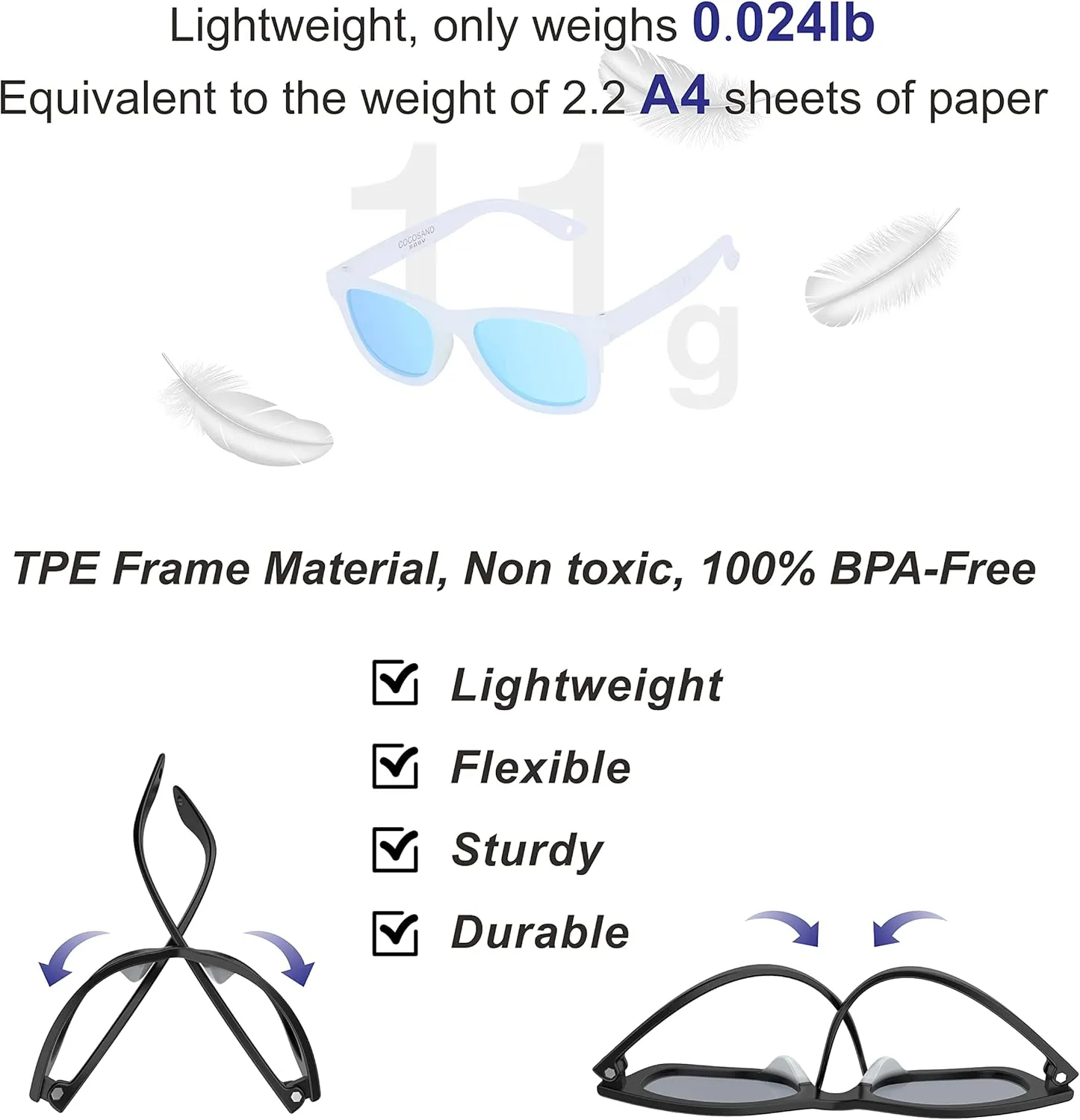 COCOSAND Flexible Baby Sunglasses with Strap Polarized UV Protection for Toddler Infant Newborn Boy Girl Age 0-24 Months